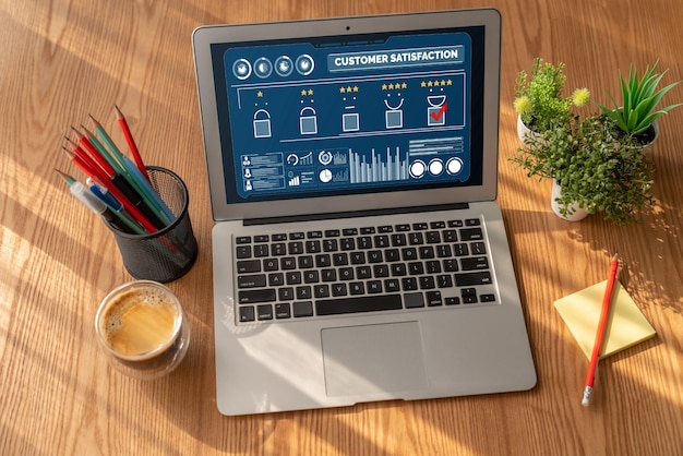 An AI tutor interface on a laptop screen, showing personalized learning recommendations and performance analytics for a student. The tutor provides feedback and suggests additional resources, enhancing the learning experience.