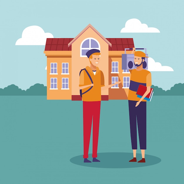 A side-by-side comparison of a well-funded private school and a struggling public school, highlighting the resource disparities.