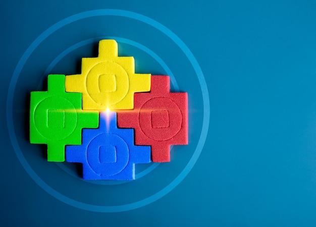 A digital graphic depicting puzzle pieces fitting together, each piece labeled with a different financial goal like 