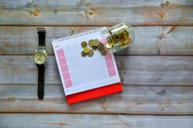 A calendar with important financial review dates circled, emphasizing the importance of regular budget check-ins and adjustments.