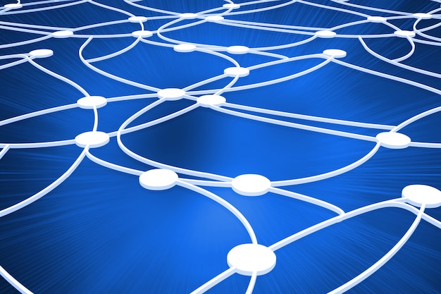 A representation of interconnected nodes forming a network, symbolizing the vast reach and influence of big tech companies and the complexity of regulating them.