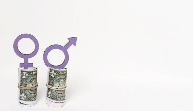An image showing a graph representing the gender pay gap closing, with arrows indicating progress towards equality. The graph uses clear data visualization to illustrate the narrowing difference in salaries between genders in comparable roles. The background should be professional and neutral