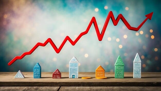 A graph showing the inverse relationship between interest rates and REIT stock prices over a period of several years.