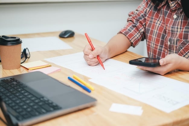 A close-up shot of a student meticulously filling out a scholarship application form on a desk with a pen, emphasizing the importance of attention to detail and thoroughness.