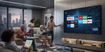 Family enjoying diverse streaming content on multiple devices, symbolizing cord cutting freedom