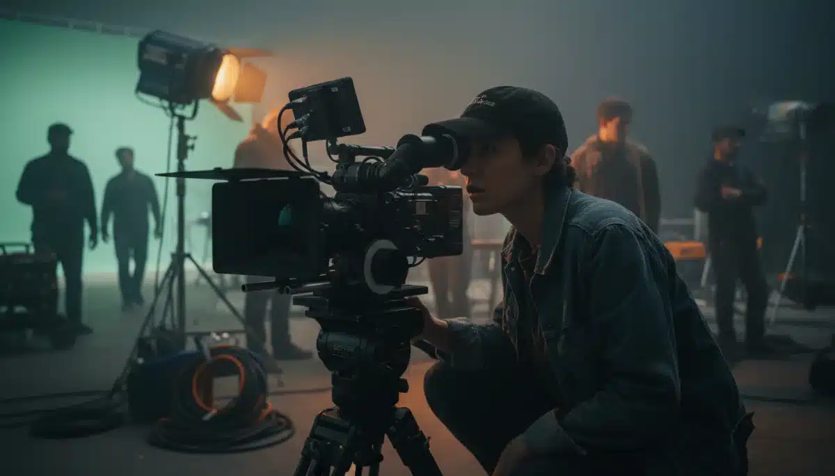 Director on film set, signifying the creative process behind Oscar-contending movies.