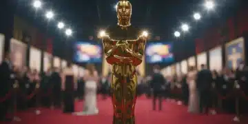 Oscar statue on red carpet, symbolizing film awards and anticipation for 2027.