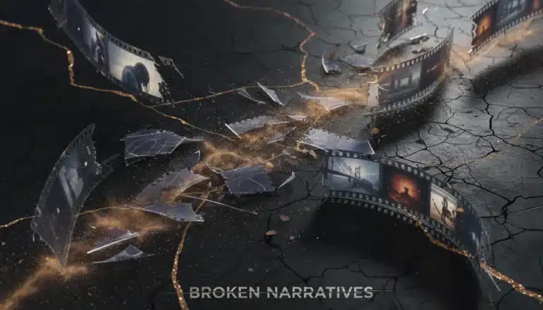 Abstract art depicting narrative failures in 2026 film and television