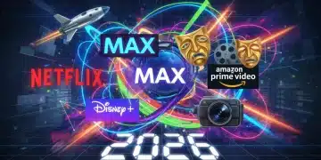 Futuristic digital art showcasing 2026 streaming service original content alerts