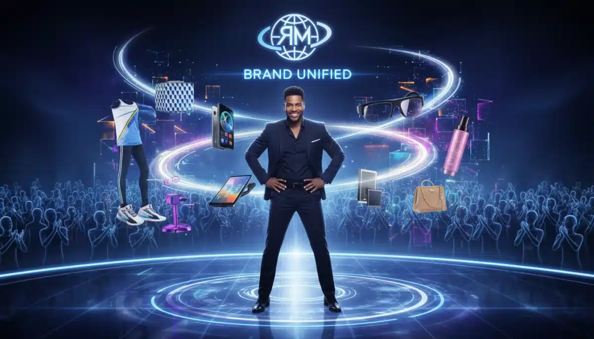 Celebrity on virtual stage with diverse product endorsements