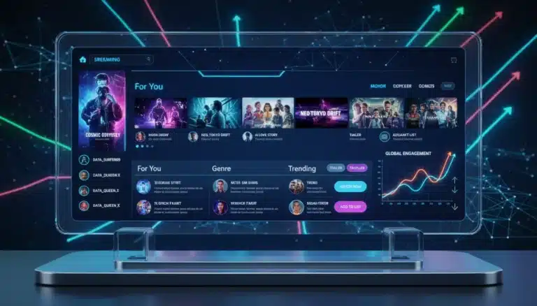 Futuristic streaming interface showing increased viewer engagement