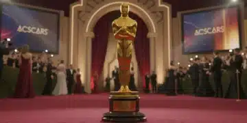 Golden Oscar statuette on red carpet anticipating 2026 awards