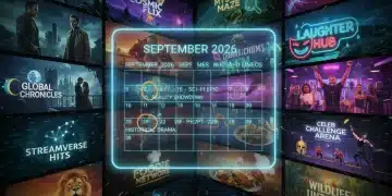 Dynamic visual showcasing the 2026 TV season with network logos and premiere date highlights.