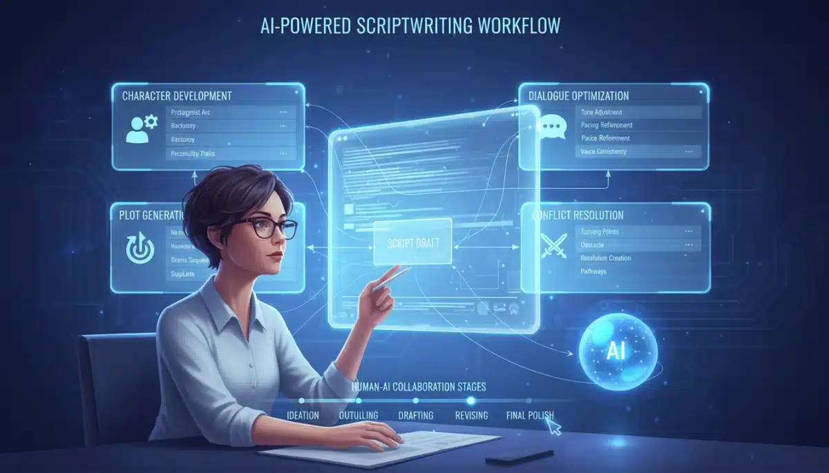 AI-assisted scriptwriting workflow with human collaboration