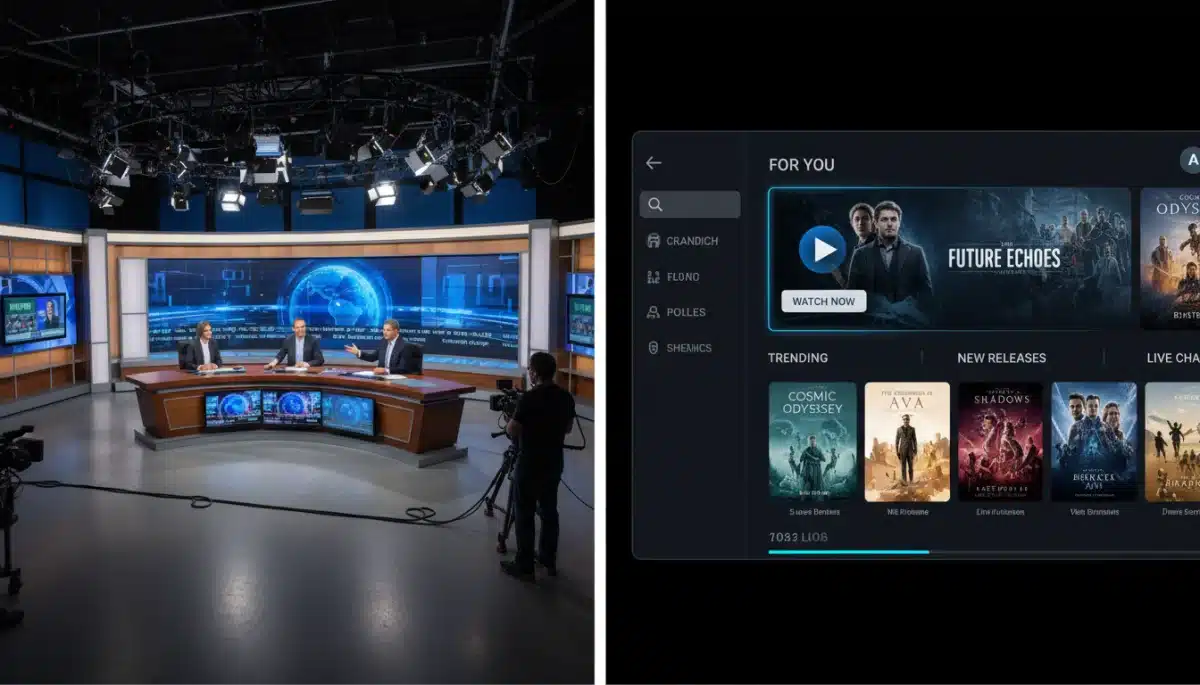 Comparison of traditional TV broadcasting versus modern streaming platforms in 2026.